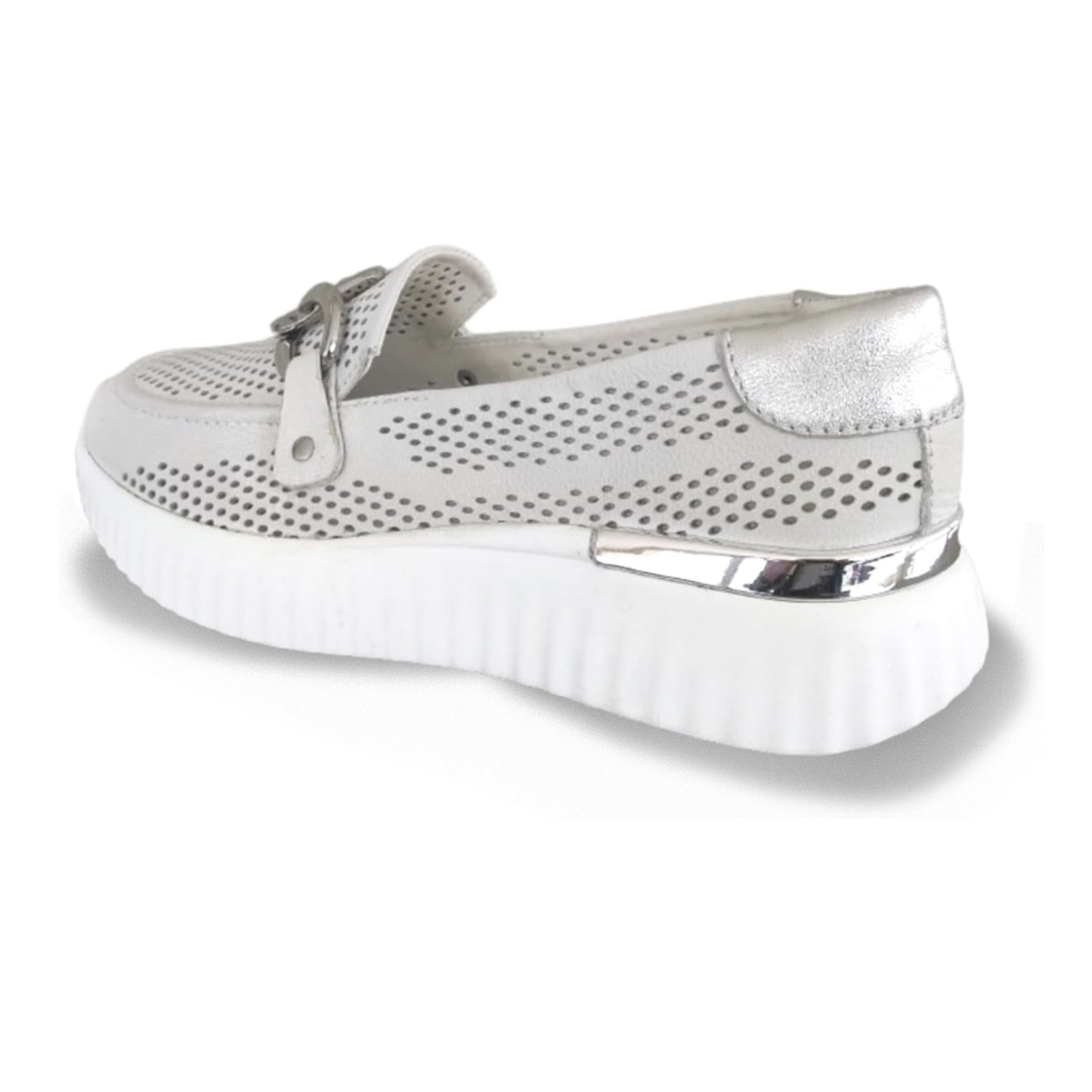 Mocassini Donna Cinzia Soft 16555 Vera Pelle Bianco Ghiaccio