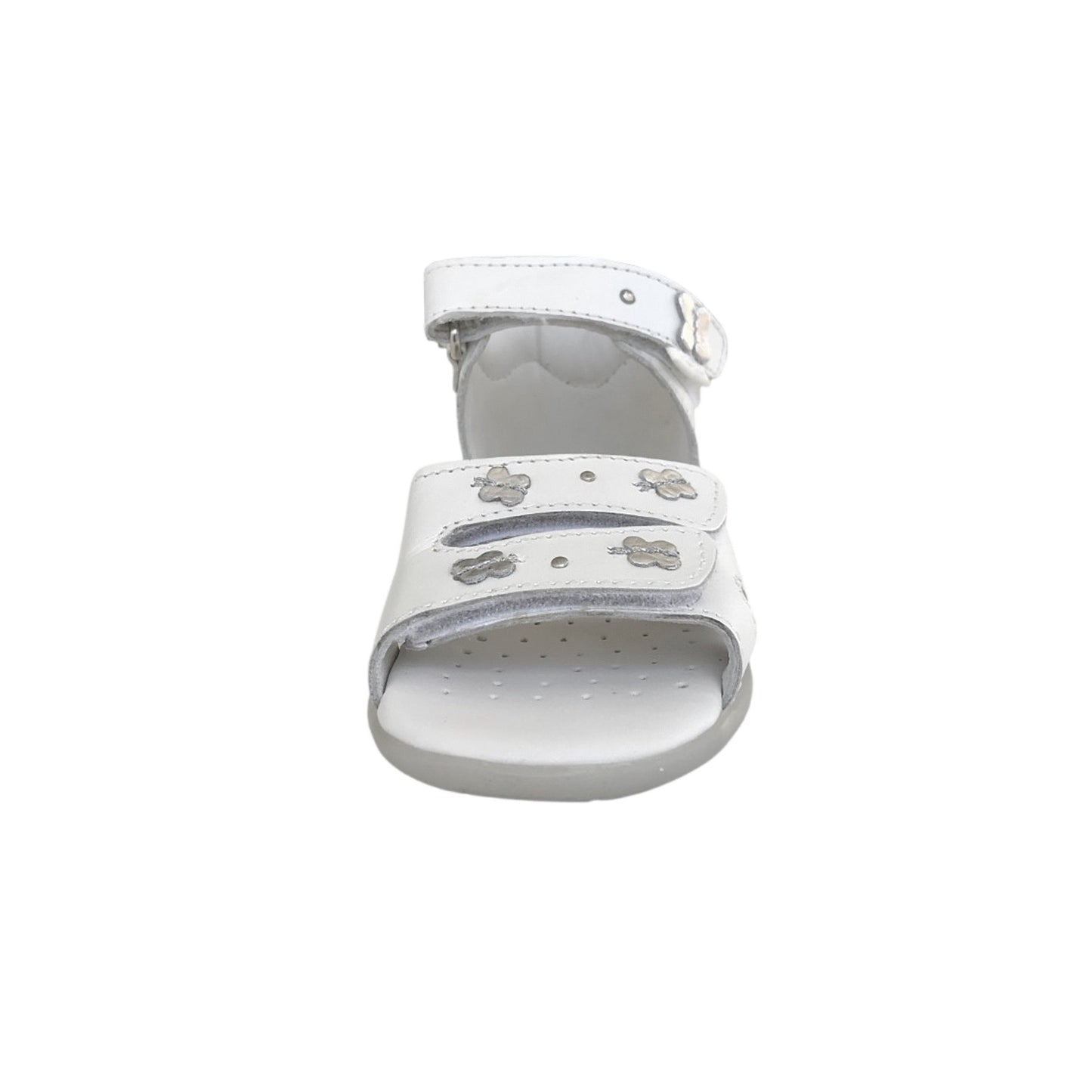 Sandali Bambina Primigi in Vera Pelle Bianco con Decorazioni Farfalle, Chiusura a Strappo