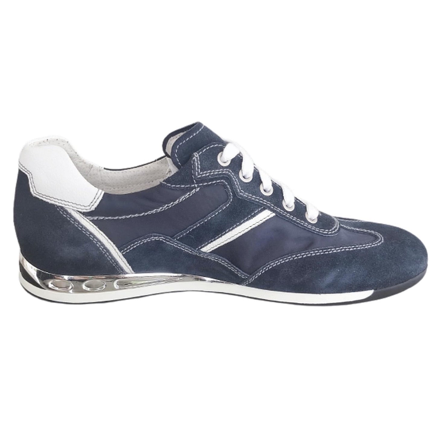 Sneakers Stringata Uomo NeroGiardini P604011U Vera Pelle Scamosciata Blu