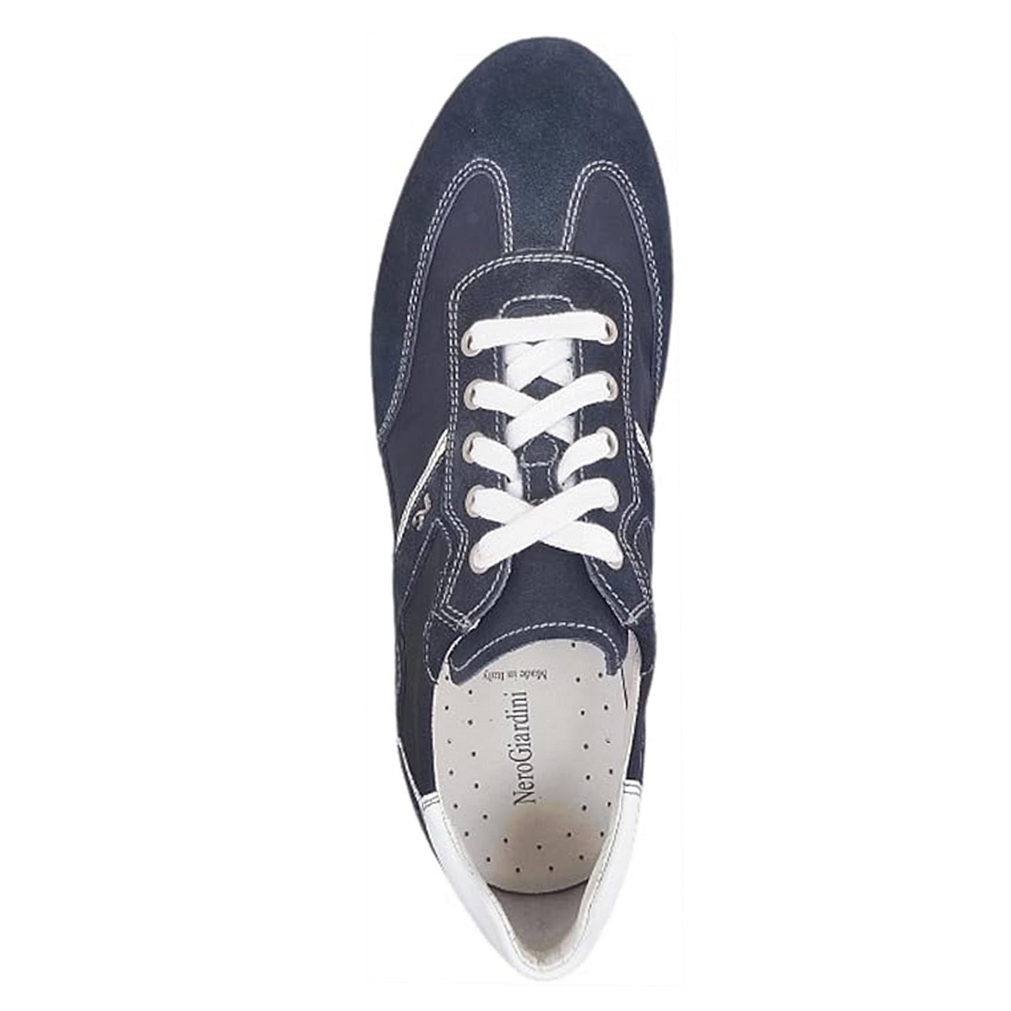 Sneakers Stringata Uomo NeroGiardini P604011U Vera Pelle Scamosciata Blu