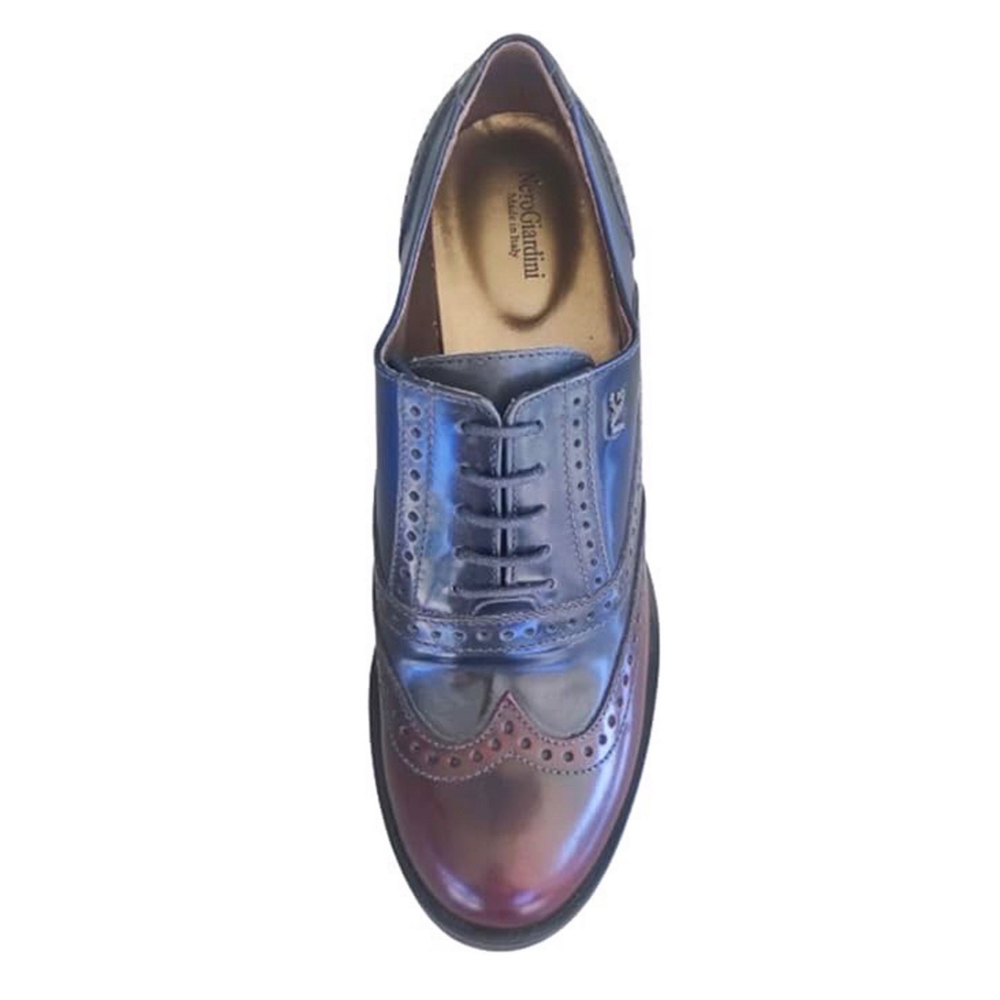 Scarpe Francesine Donna NeroGiardini A616491D Tacco a blocco e plateau, Vera Pelle Abrasivato, Bordeaux, Antracite, Blu - Numero 37 (EU)