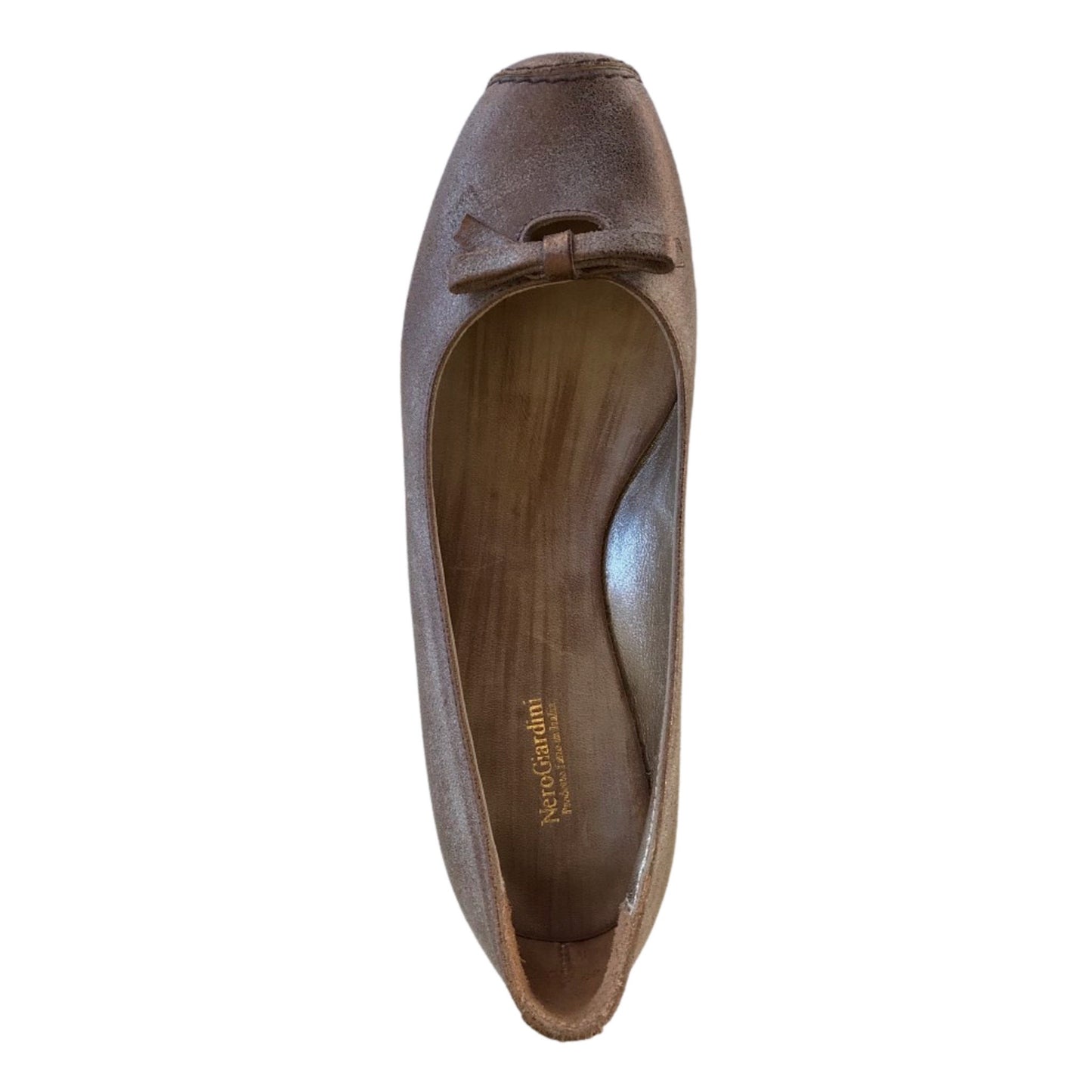 Ballerina con fiocchetto NeroGiardini 00860 Vera Pelle Bronzo metallizzato