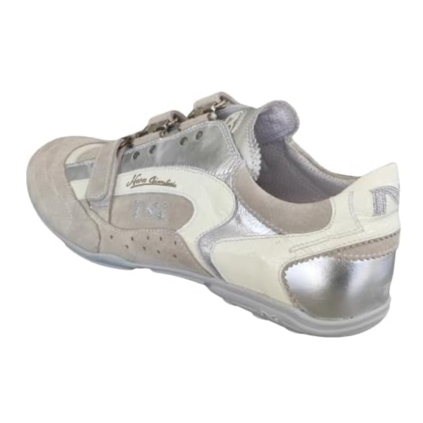 Sneakers con Strappo Uomo NeroGiardini 07678 Vera Pelle Camoscio Beige Moonlight