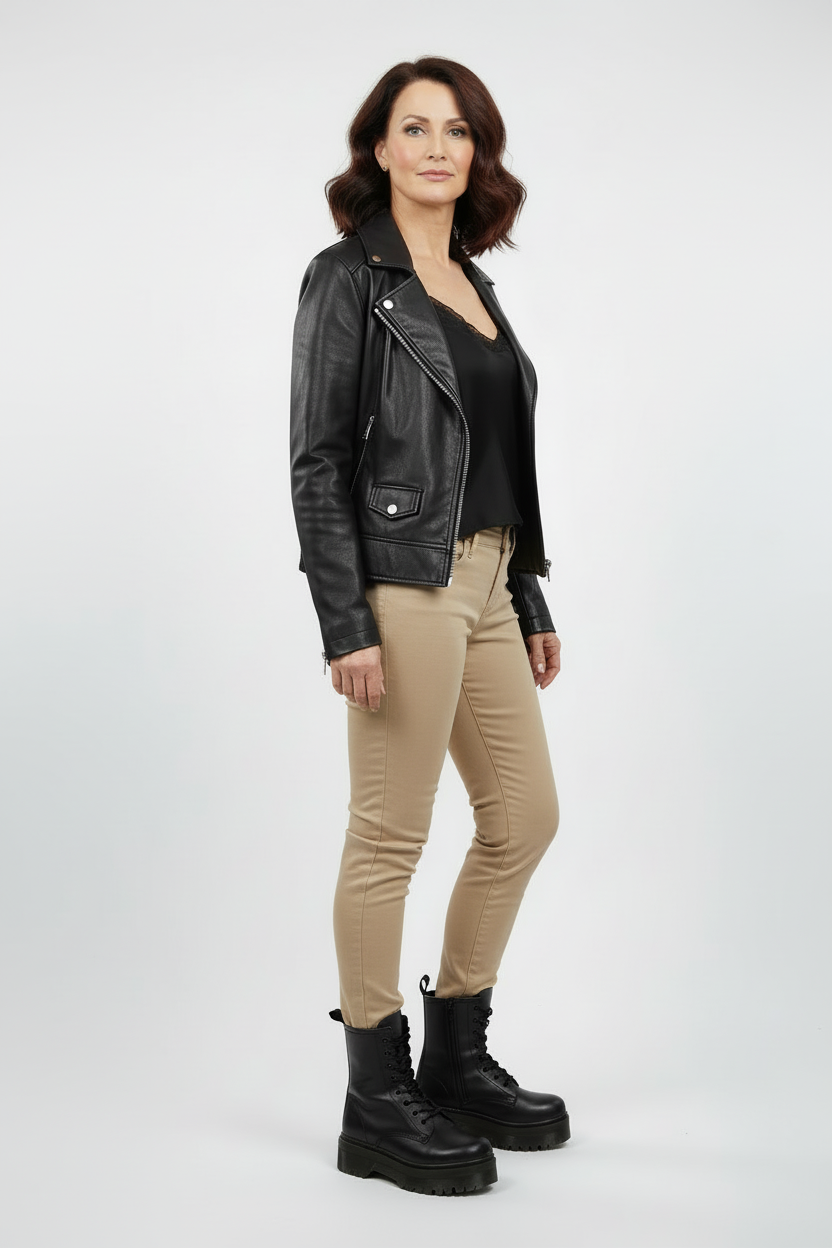 Anfibi Donna Pregunta 11581 - Platform, cerniera zip laterale, Vera pelle, Nero