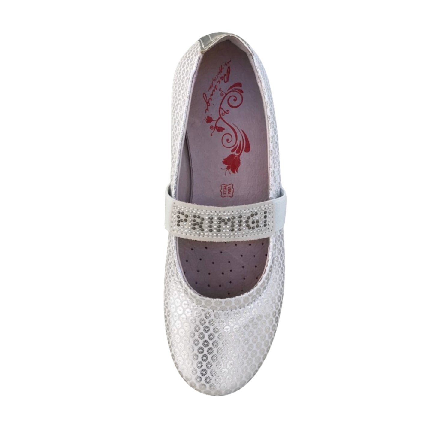 Ballerine Argento Primigi 32845 Vera Pelle e Tessuto ricamato con elastico