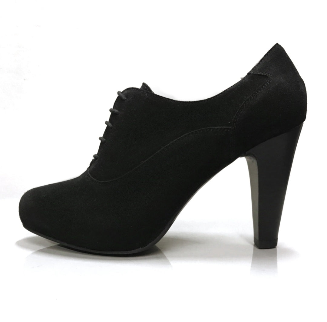Scarpe Francesine Donna NeroGiardini A005542DE Vera Pelle Scamosciata Nero, Tacco 9.5 cm con Plateau e Lacci