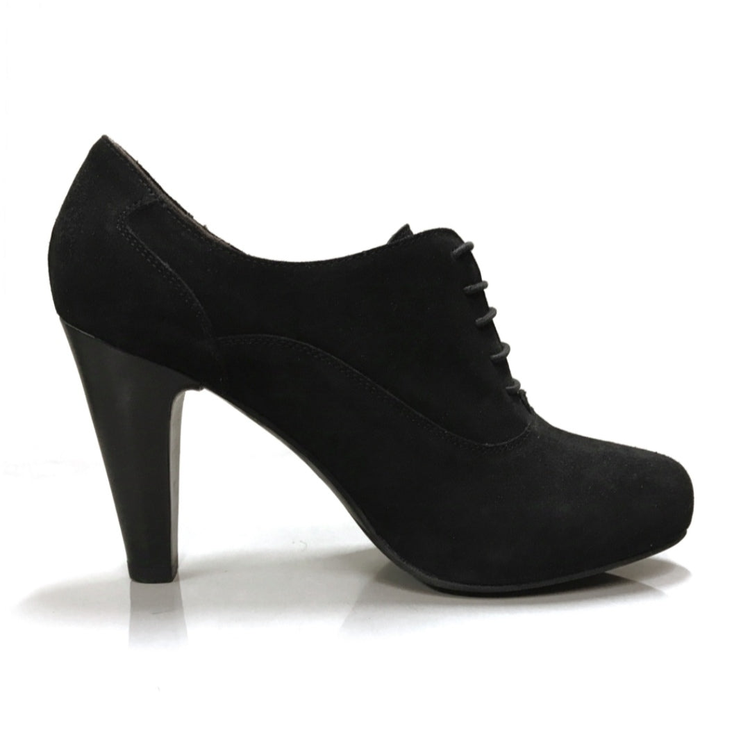 Scarpe Francesine Donna NeroGiardini A005542DE Vera Pelle Scamosciata Nero, Tacco 9.5 cm con Plateau e Lacci