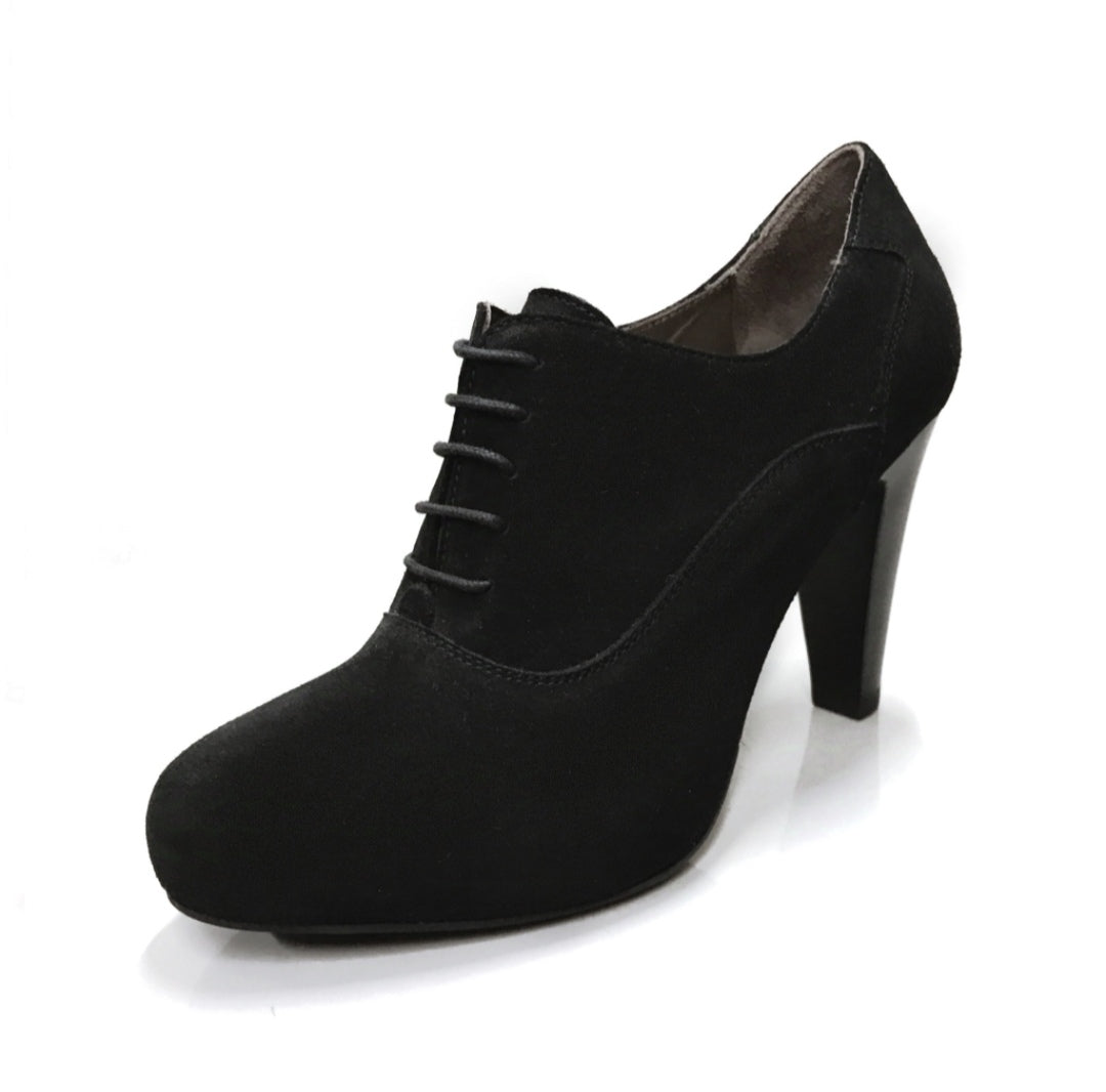 Scarpe Francesine Donna NeroGiardini A005542DE Vera Pelle Scamosciata Nero, Tacco 9.5 cm con Plateau e Lacci