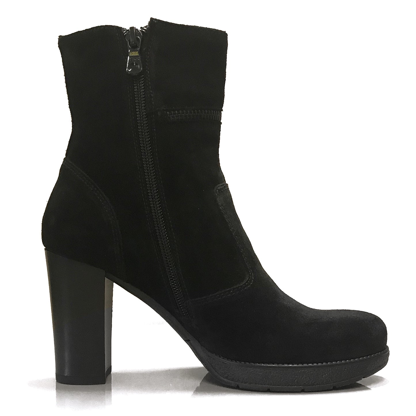 Stivaletti Neri Donna NeroGiardini A005205D - Tacco a blocco 8 cm con Plateau, Vera Pelle in camoscio - Numero 36