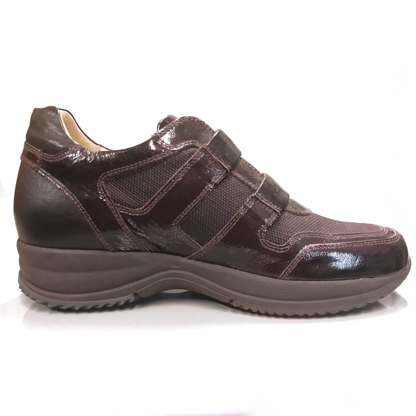 Sneakers Donna NeroGiardini 00117 Marrone Testa di Moro, Vera Pelle con Inserti in Tessuto Impermeabile e Chiusura con Doppio Strappo