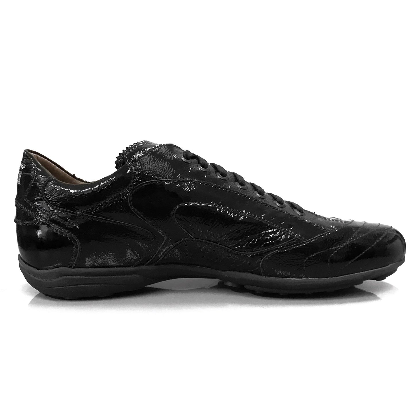 Sneakers Uomo NeroGiardini 07755 in Vera Pelle Naplak Vernice Nero Lacci - Scarpe Eleganti Casual, Numero 44
