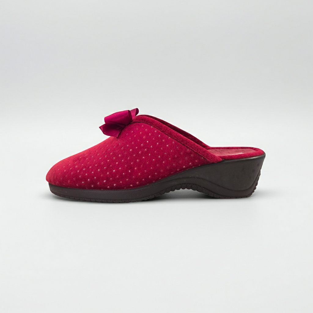 Cinzia Soft IEB152851, Ciabatte Pantofole Donna in Velour Bordeaux con Fiocco e Punti Luce, Comfort