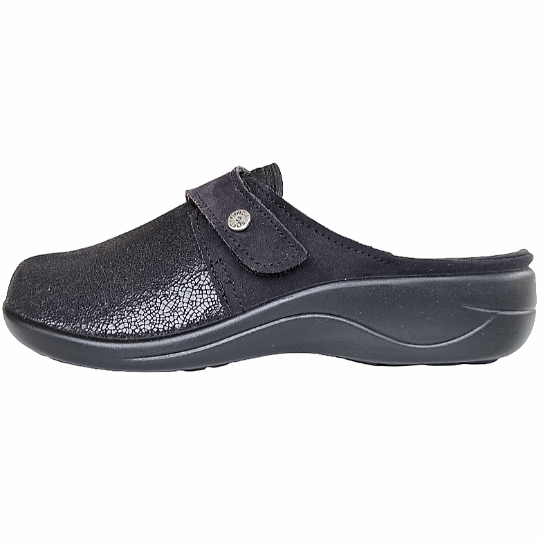 Cinzia Soft NC3335M, Pantofole Donna in Vera Pelle, Nero, con Strappo e Plantare Estraibile