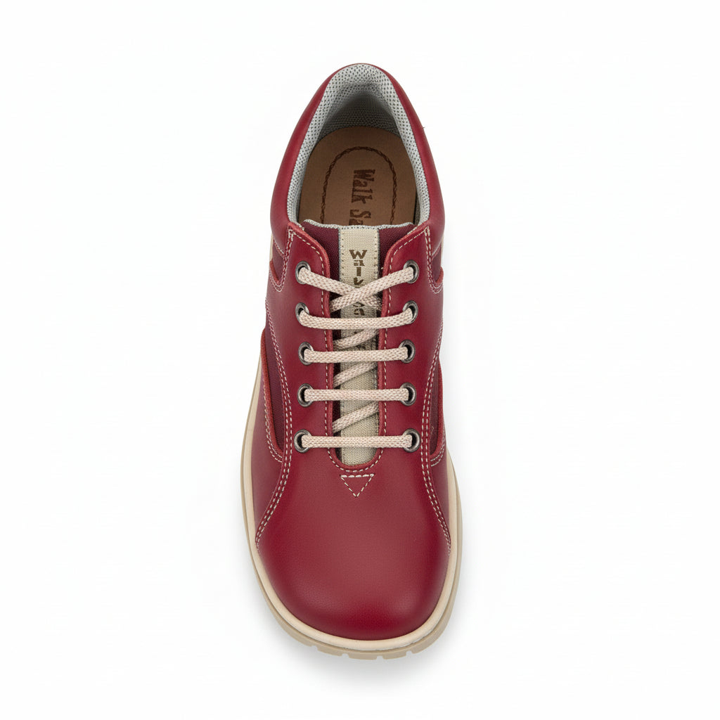 Scarpe Bambini Walk Safari Rosso Bordeaux Vera Pelle Tela