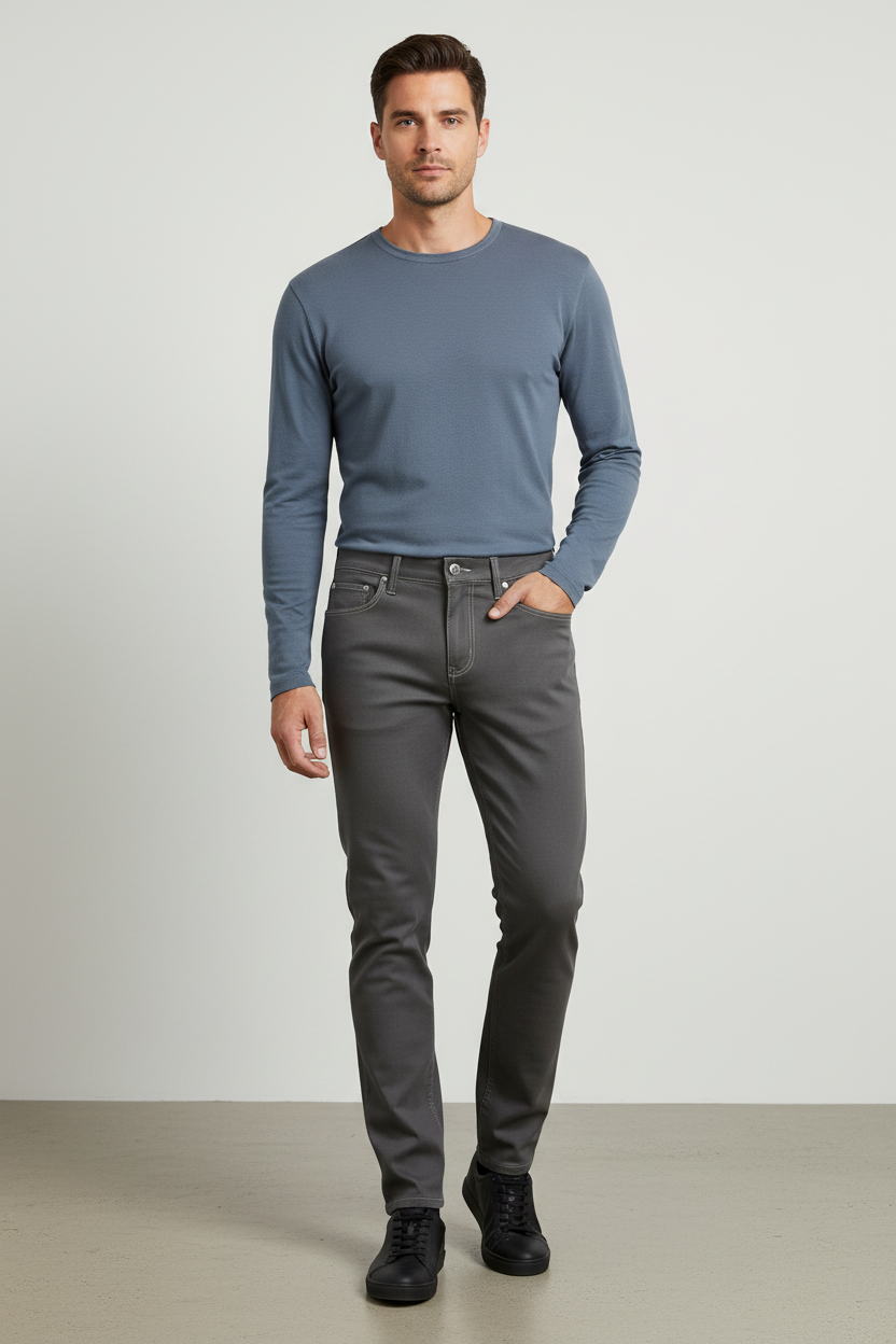 Pantaloni da Uomo Nero Giardini, A574101U, Grigio Piombo, Cotone, Taglia 48 EU