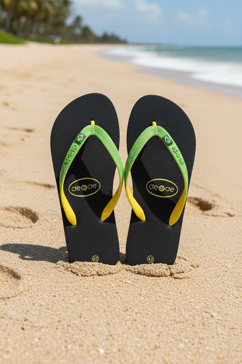 Infradito Mare Uomo Bandiera Brasile – Nero Verde Giallo Taglia 43