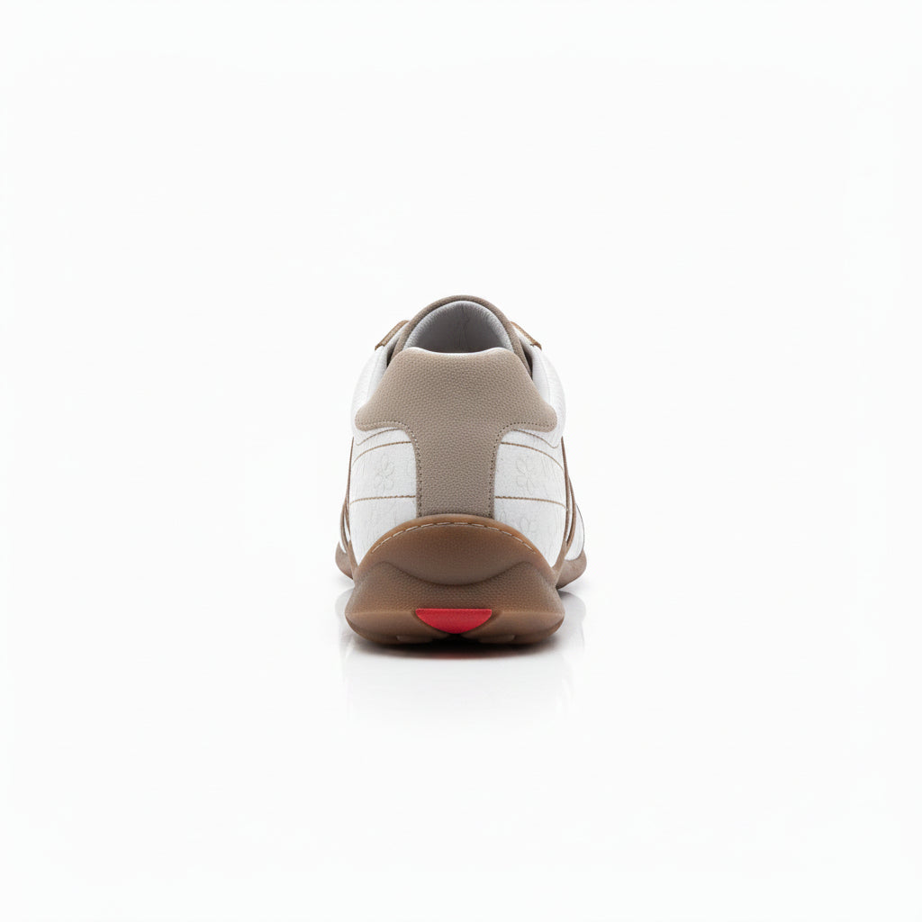 Sneakers Uomo Vera Pelle Beige Bianco Ambra Creazioni Maxi, 45