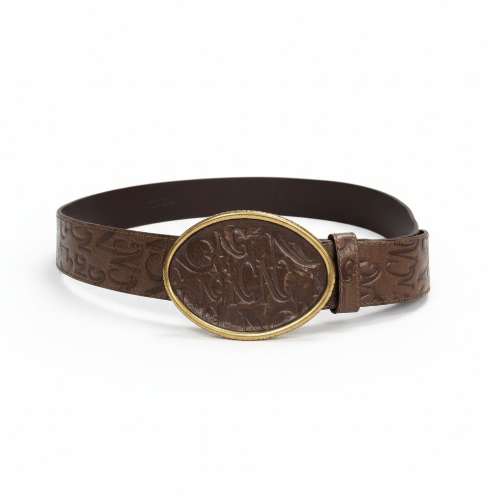 Cintura Monogram NeroGiardini 15638, Vera Pelle, Marrone, 85/100 cm