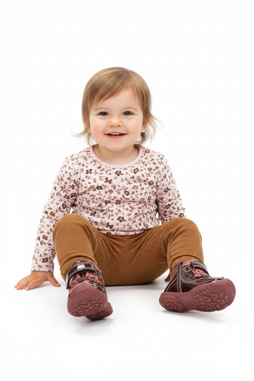 Scarpe da bambina con Strappo, Fiori, Vera pelle, Vernice, Rosso - 23 EU