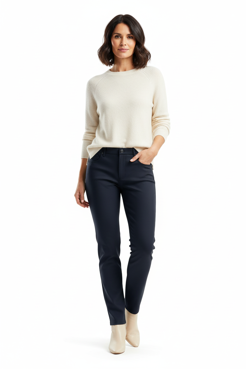 Pantaloni elasticizzati Blu, Donna, Nero Giardini, Punto Milano, Cotone, Morbidi