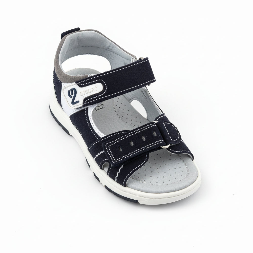 Sandali Bambino Nero Giardini Junior in Vera Pelle – Blu e Bianco
