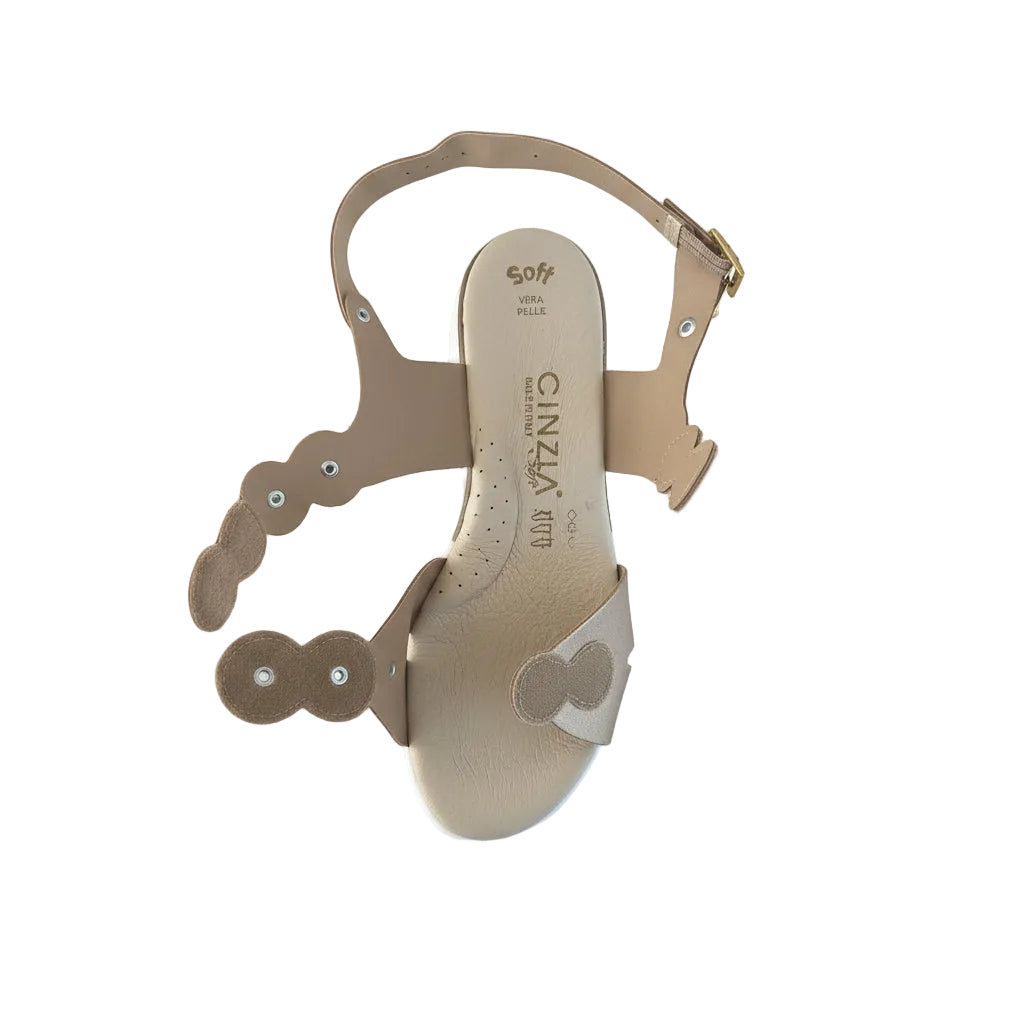 Sandali Donna Cinzia Soft Vera Pelle Platino con Doppio Strap, Fibbia e Platform 41
