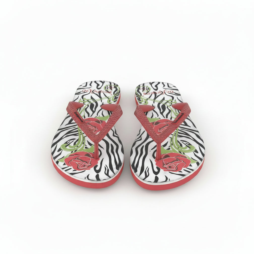 Infradito Donna De Fonseca Zebrato Rose Rosse | Ciabatte Mare Taglia 37/38