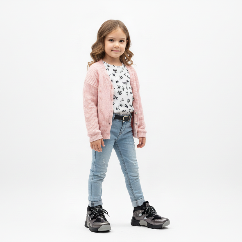 Sneakers bambina La Giostra 320 Nero e Grigio, Vera Pelle, 28 EU