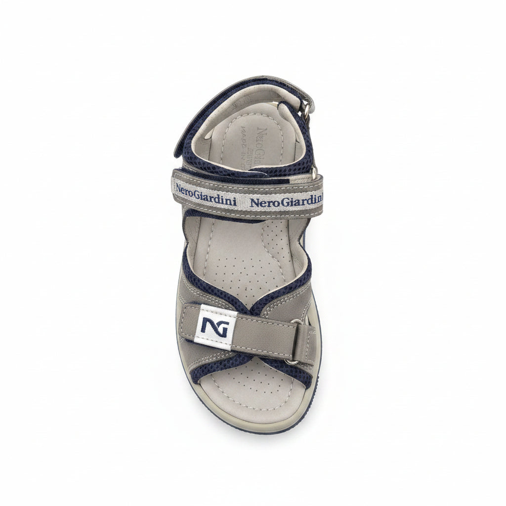 Sandali Bambino Nero Giardini Junior in Vera Pelle – Grigio Avio e Blu