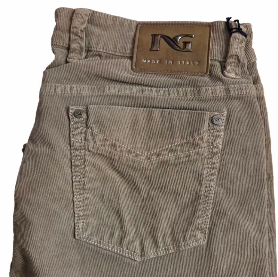 Pantaloni Nero Giardini Uomo A374705U rigatino Beige, Taglia 48 EU