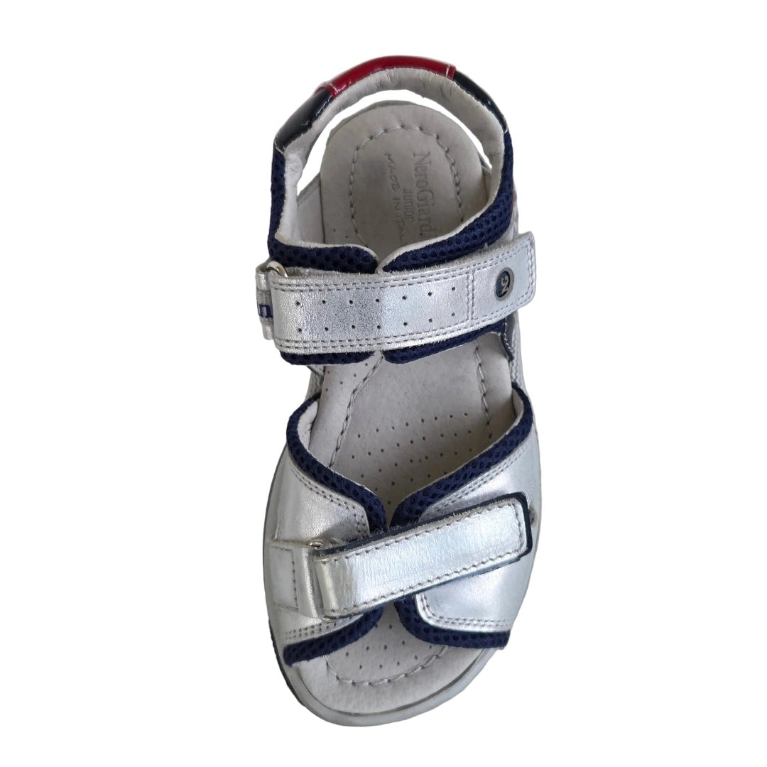 Sandali Bambino Nero Giardini Junior in Vera Pelle – Argento Blu Rosso Strappo Taglia 30