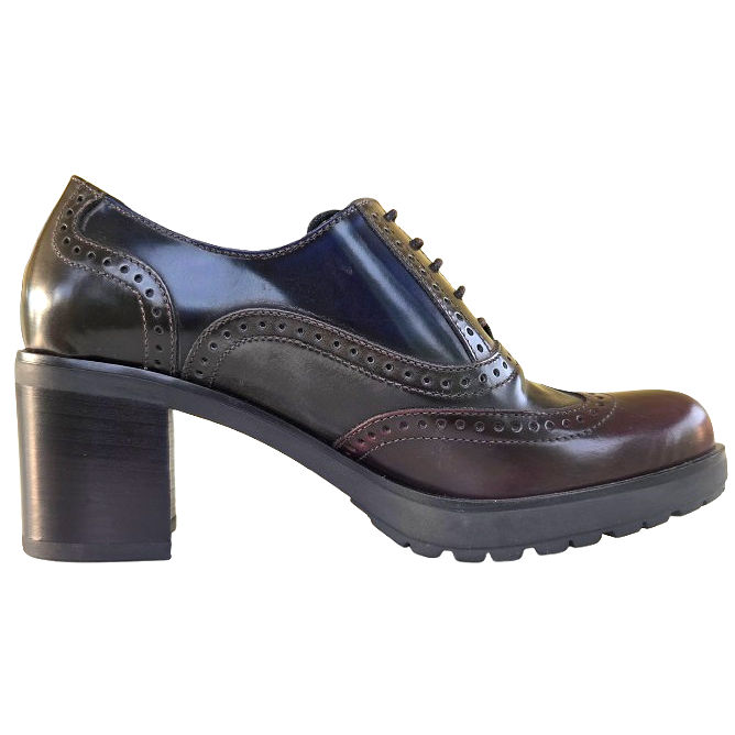 Scarpe Francesine Donna NeroGiardini A616491D Tacco a blocco e plateau, Vera Pelle Abrasivato, Bordeaux, Antracite, Blu - Numero 37 (EU)
