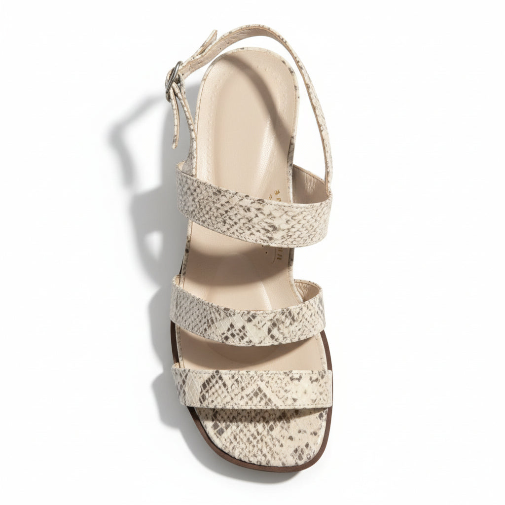 Sandali Donna Merianna Confort 2814, Vera Pelle, Avorio Stampato Rettile, 36 IT
