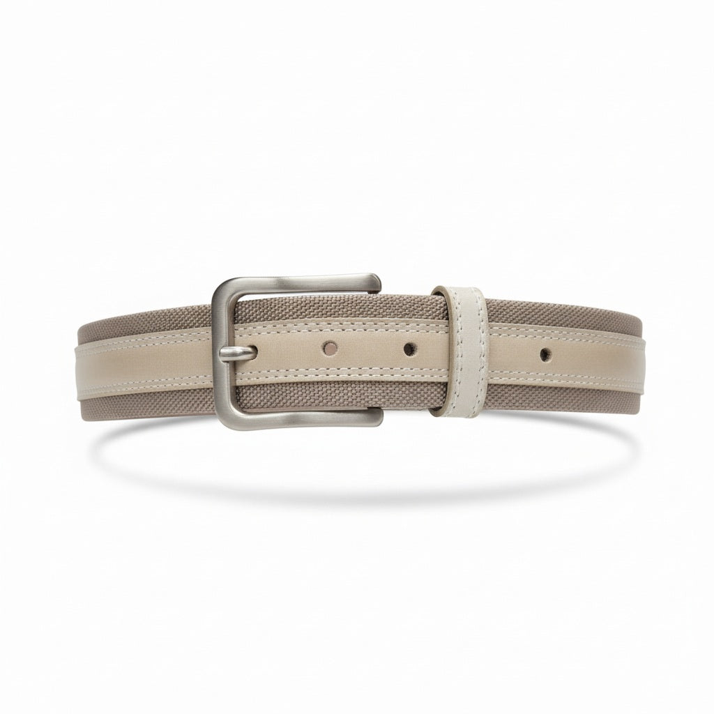 Cintura Nero Giardini, P350712U, Uomo, Vera Pelle e Tessuto intrecciato, Beige DRE