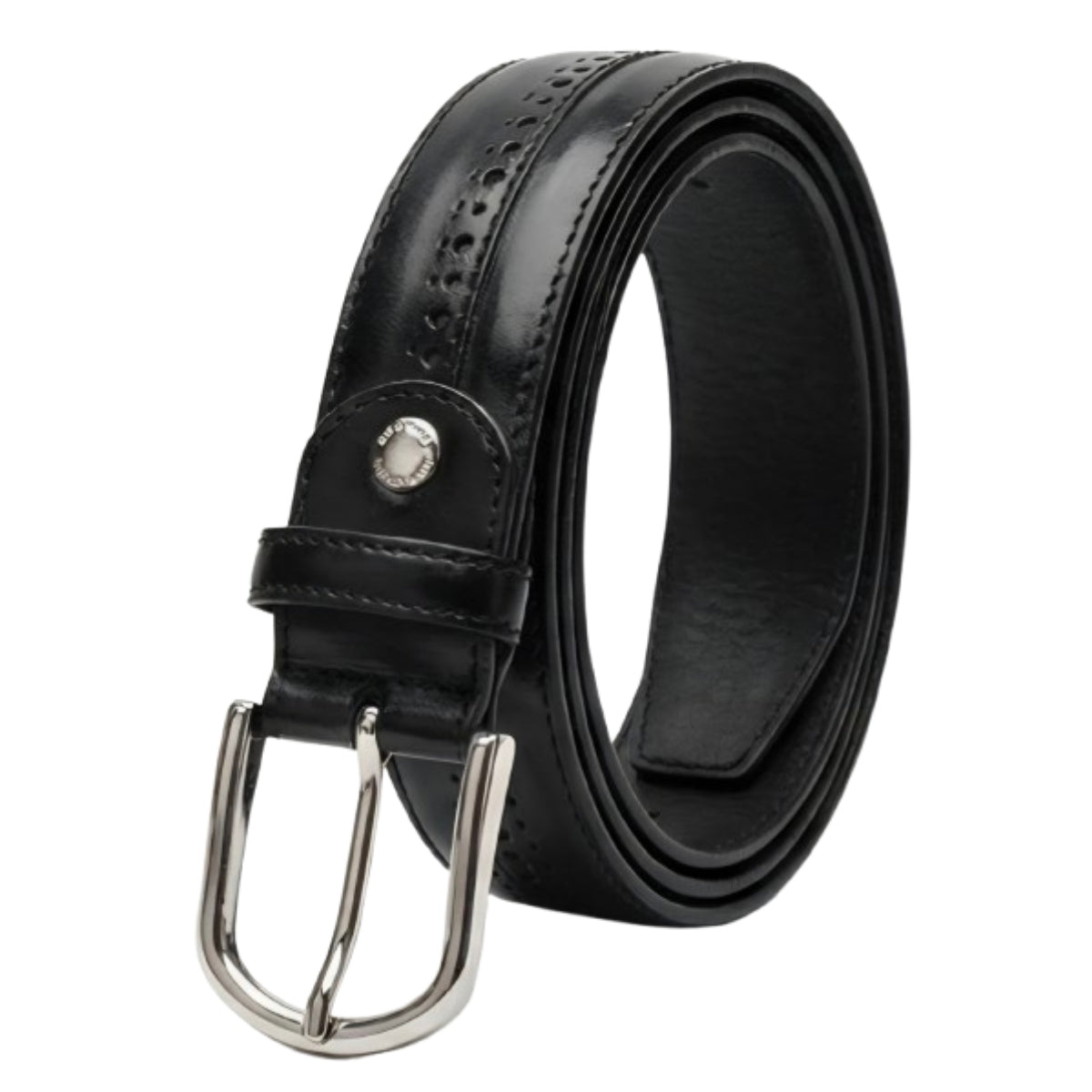 Cintura Nero Giardini, Vera Pelle abrasivato Nero, A551117U, Elegante con Decorazione Oxford, 100/115 cm