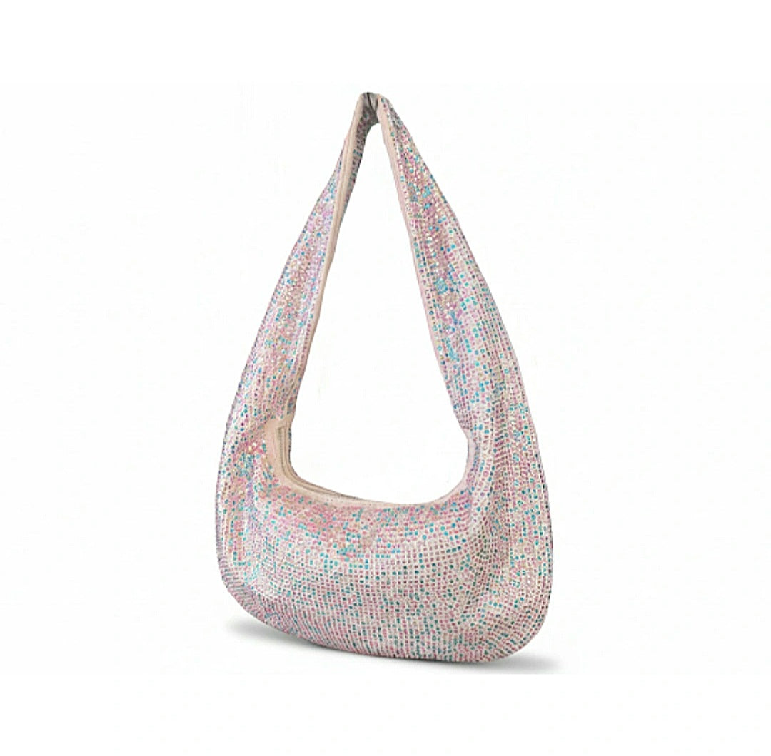 Borsetta beige con brillantini strass colorati Phil Firenze