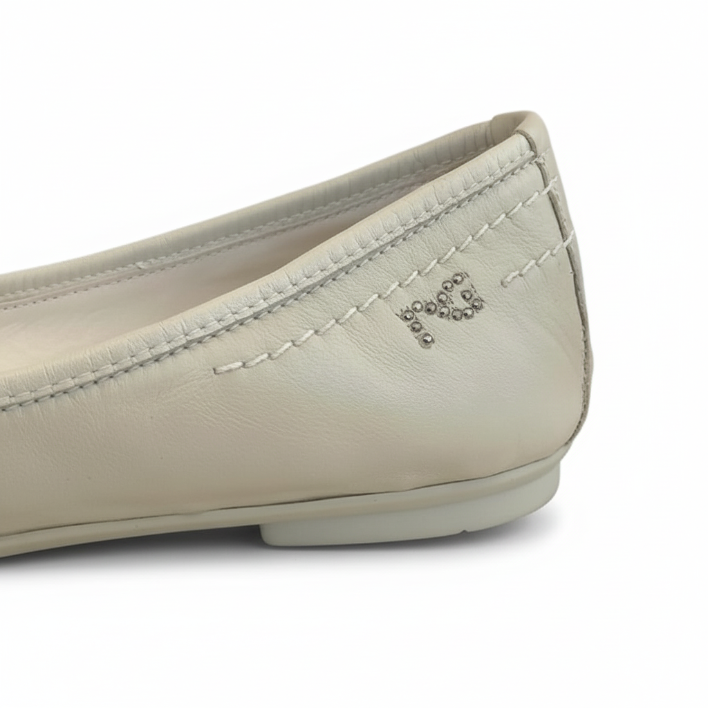 Ballerine NeroGiardini P207072D Vera Pelle, Bianco Beige Ghana Safari con Cristalli Argento