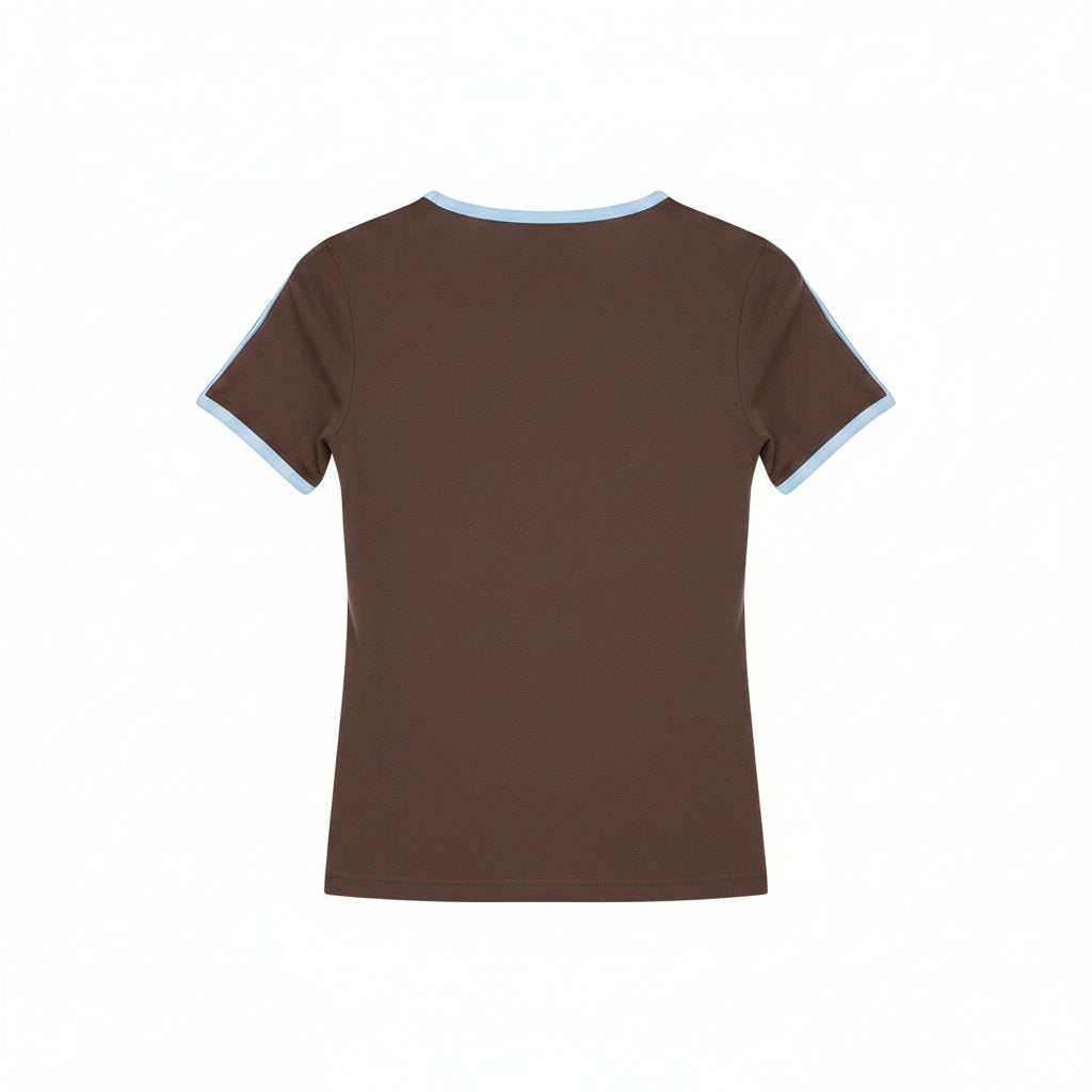 T-shirt Donna Kappa Marrone, Dettagli Celeste, Taglia S