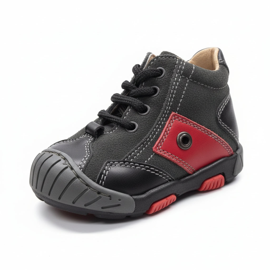 Scarpe da Bambino, Cricket, 354 Vera pelle di vitello, Nero e Rosso, 19 EU