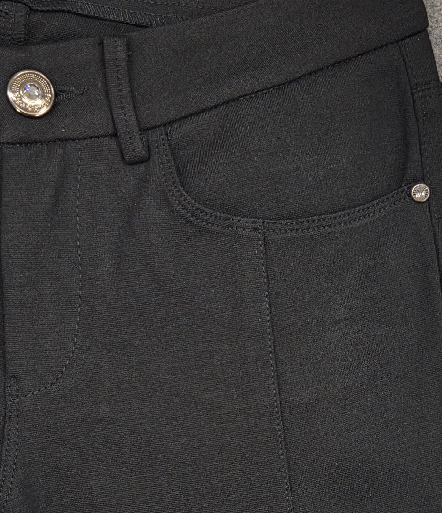 Pantaloni elasticizzati da donna Nero Giardini, Nero, bottone gioiello, Taglia 40 EU