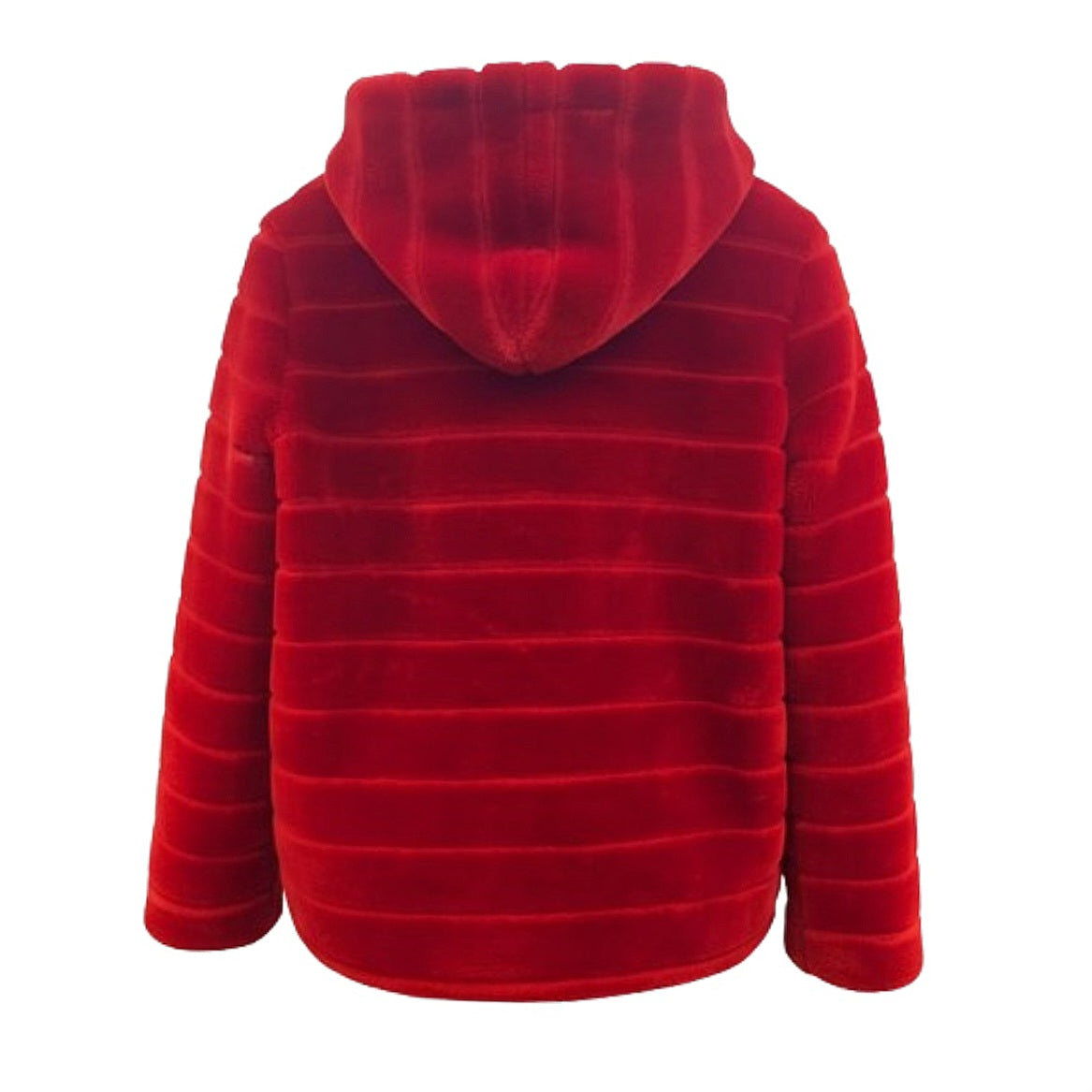 Pelliccia Ecologica Rossa da Donna Taglia Unica, Zip, Natale