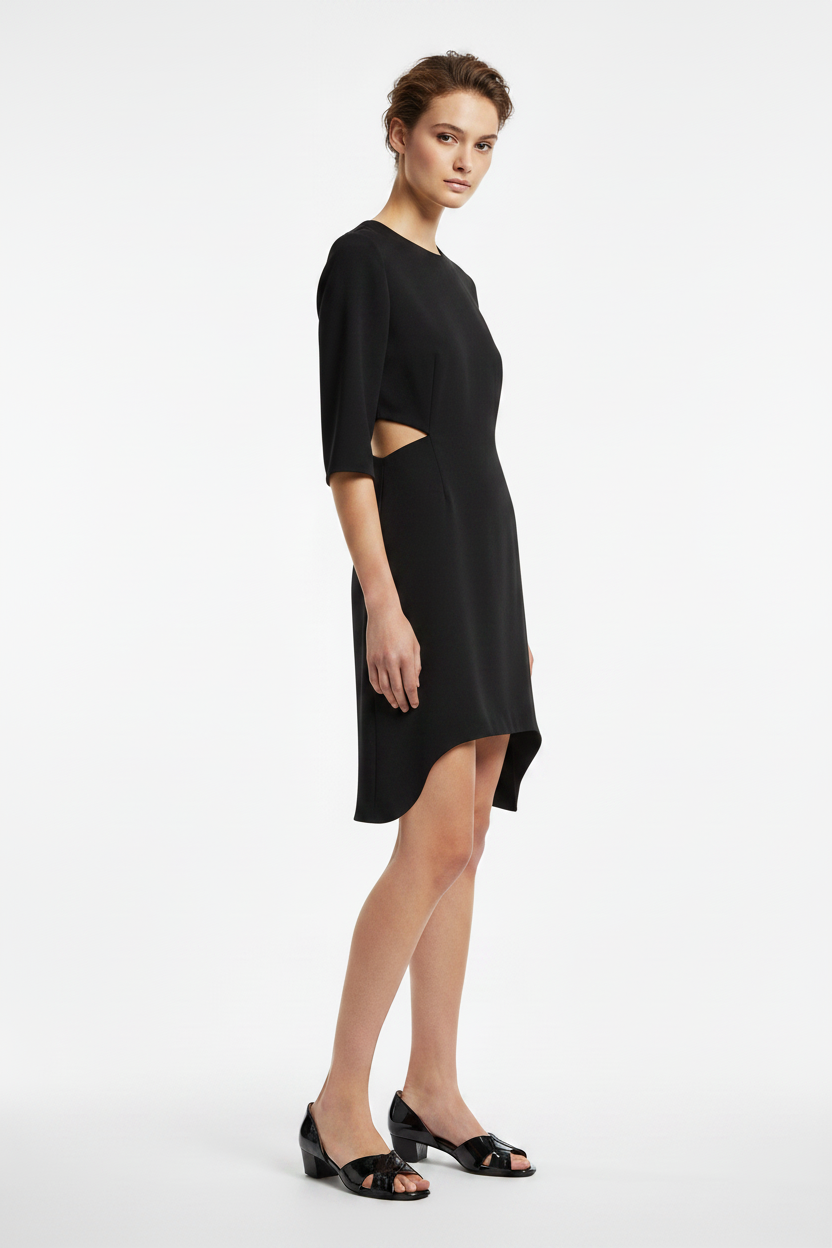 Décolleté Open Toe Cinzia Valle – Vera Pelle Vernice Nera, Tacco 3 cm