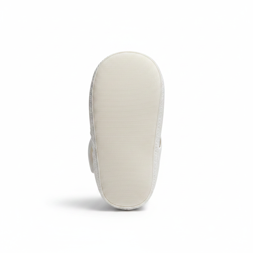 Scarpine Chicco Due Occhietti Bianco Bimbi Cotone Fibbia Oro