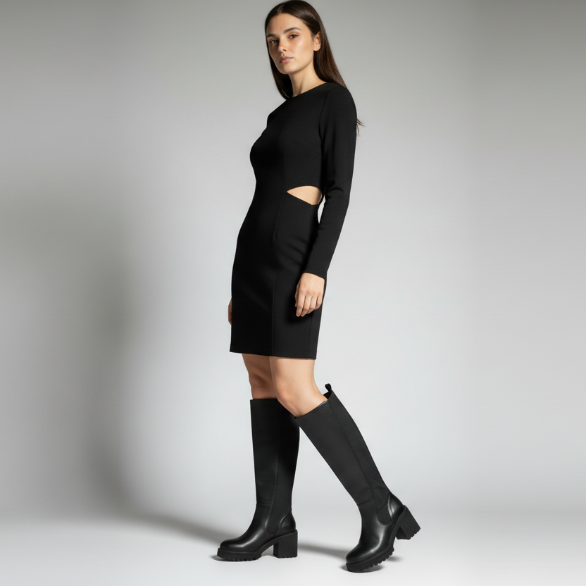 Stivali Cinzia Soft CI2073 001, Donna, Nero, Pelle con elastici e zip, tacco a blocco