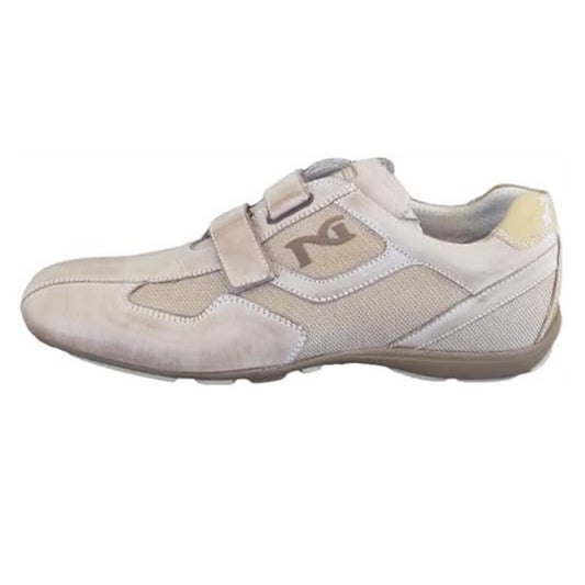 Sneakers Uomo Nero Giardini P008050 Vera Pelle e Tela Beige Savana Safari - Chiusura a strappo
