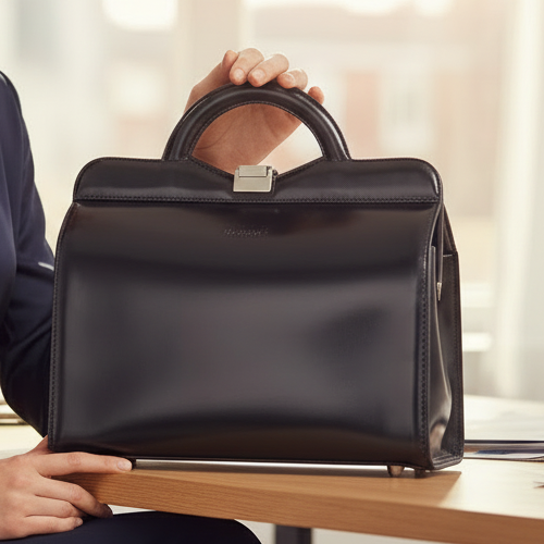 Borsa Valigetta da Ufficio Biagetti Cuoio Blu Notte con tracolla estraibile