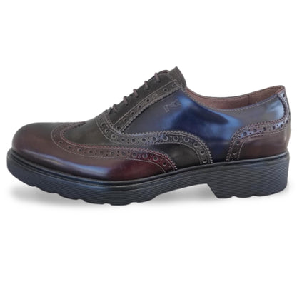 Scarpa Inglesina Stringata Donna NeroGiardini A616170D - Stile Oxford,  Fondo Basso, Vera Pelle Abrasivato, Bordeaux, Antracite, Blu - Numero 37
