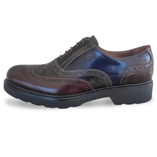 Scarpa Inglesina Stringata Donna NeroGiardini A616170D - Stile Oxford,  Fondo Basso, Vera Pelle Abrasivato, Bordeaux, Antracite, Blu - Numero 37