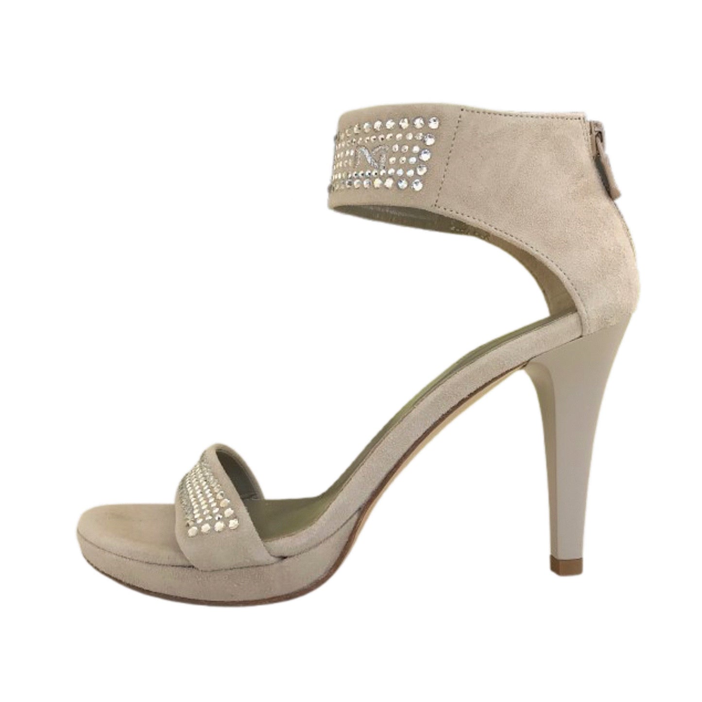 Sandali Donna NeroGiardini P207571DE Vera Pelle Scamosciata Beige con strass