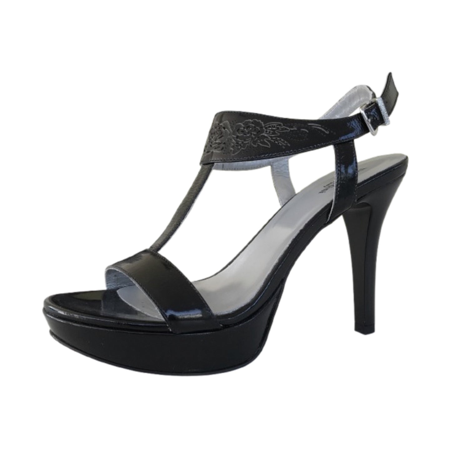 Sandali Donna NeroGiardini P309021DE Tacco Alto con Plateau Vernice Nero